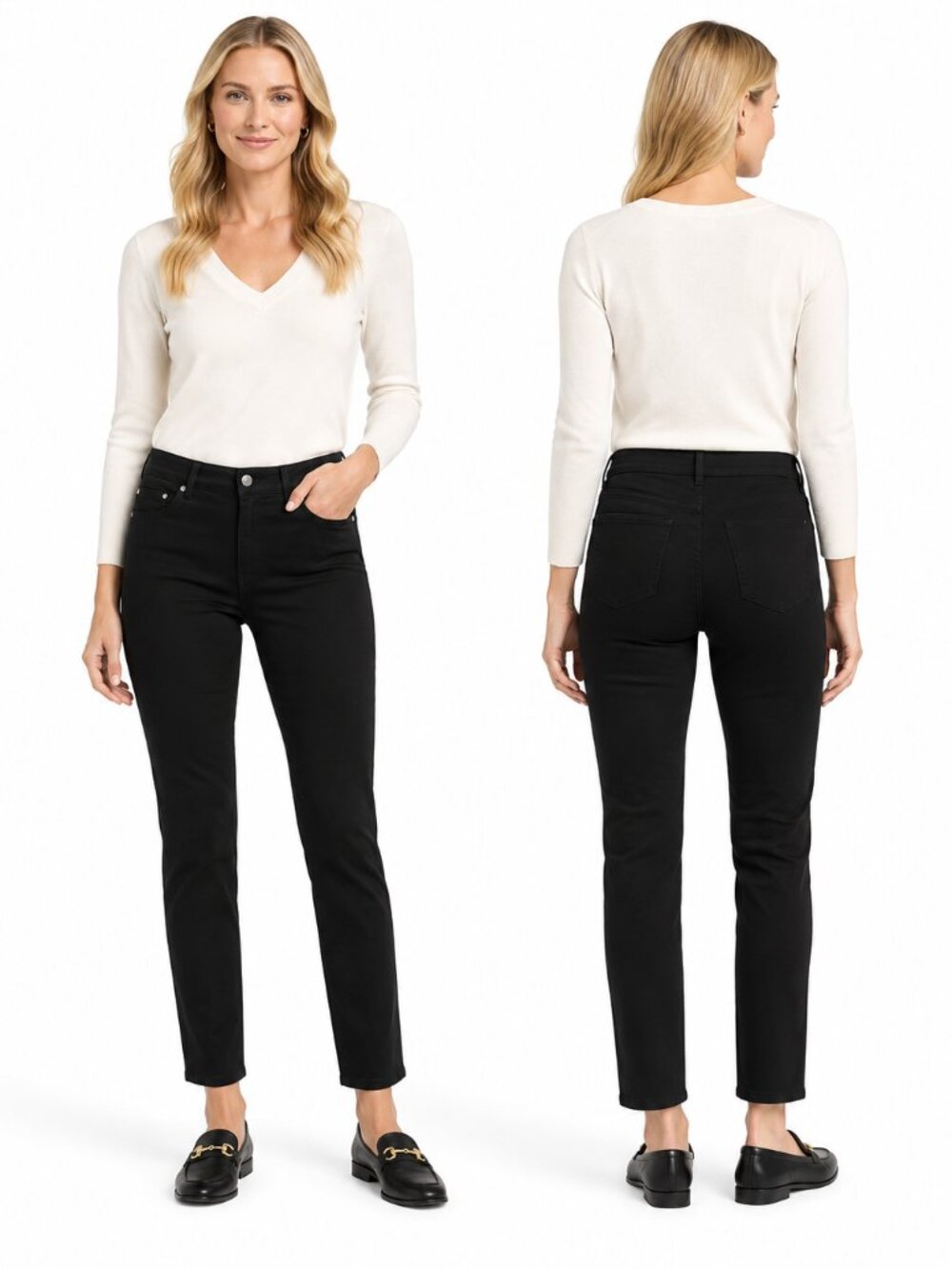 J.McLaughlin Slim Straight Leg Pants Women Black Stretch Classic Size 4 Casual